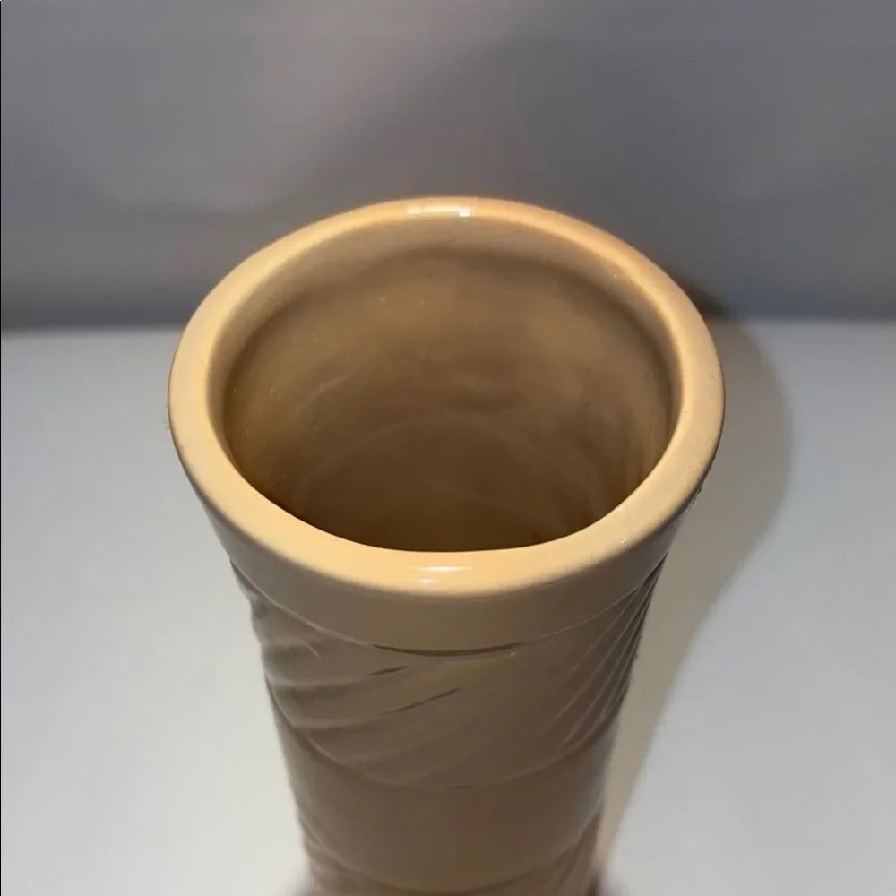 Tan Textured Accent Vase with Diagonal Patterns